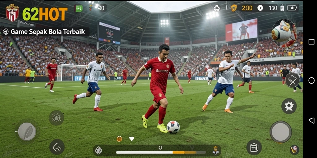 Tampilan gameplay menarik dari 62HOT dengan aksi sepak bola yang seru.