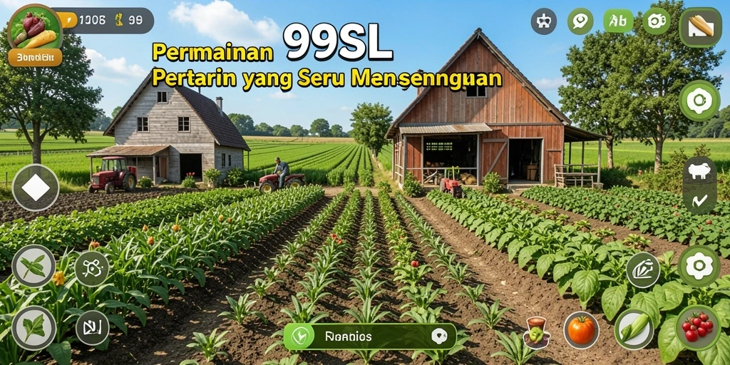 Screenshot gameplay 99SL menampilkan kekayaan lahan pertanian yang indah.