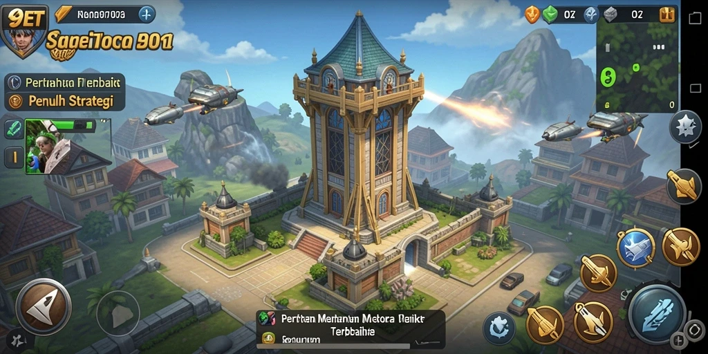 Screenshot menampilkan aksi mendebarkan dari gameplay Tower Defense.