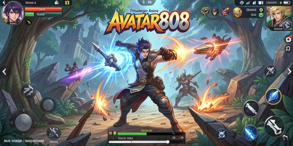Tampilan gameplay AVATAR808 yang penuh aksi dan warna-warni anime.
