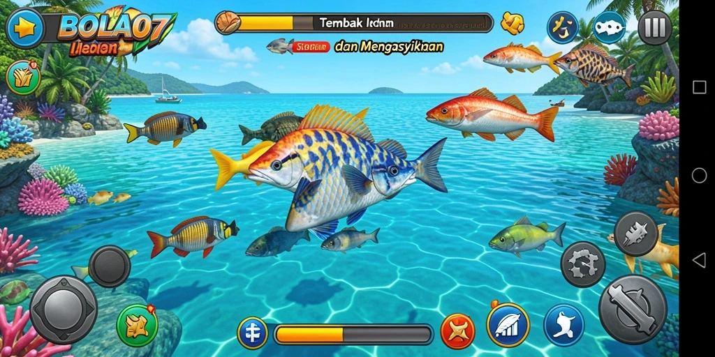 Tampilan gameplay Tembak Ikan BOLA07 yang mengasyikkan dan penuh warna.