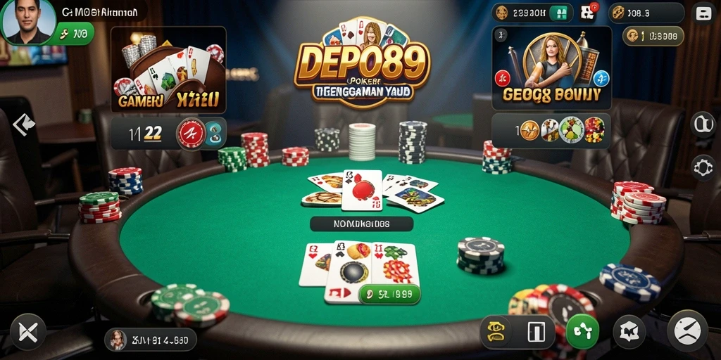 Tampilan gameplay DEPO89 yang mendebarkan dengan meja poker online.