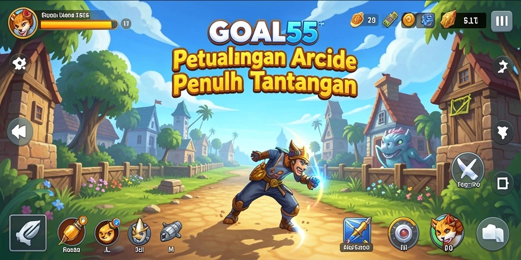 Menampilkan aksi seru dalam gameplay Arcade GOAL55.
