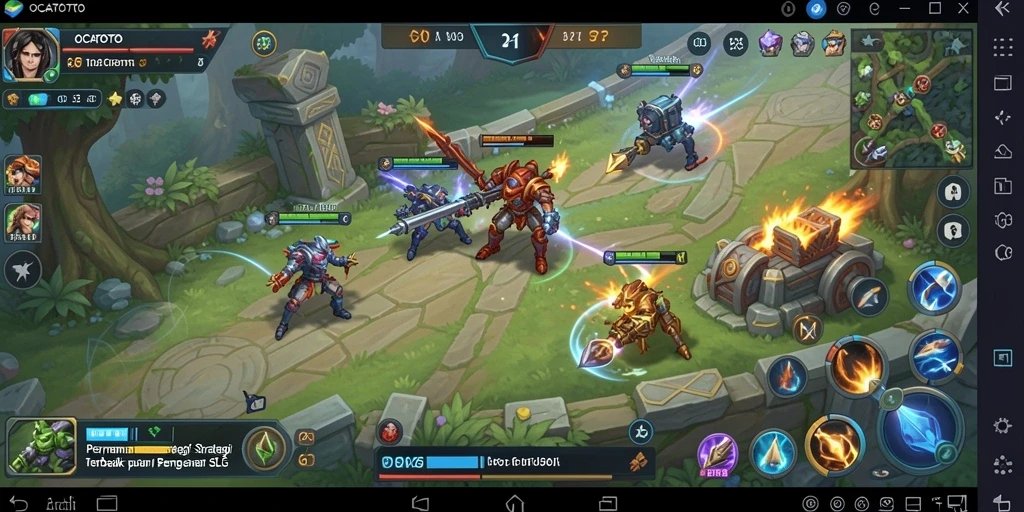 Tampilan gameplay mendalam dari OCATOTO menunjukkan strategi SLG yang unik.