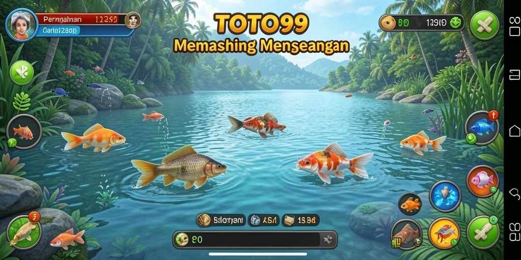 Screenshot gameplay TOTO99 dengan aksi memancing yang dinamis.