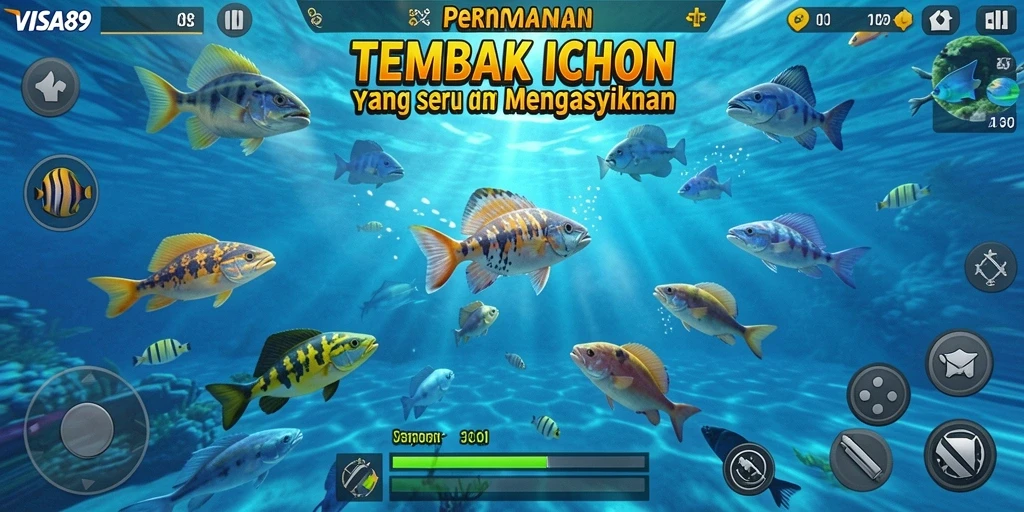 Screenshot utama dari gameplay Tembak Ikan yang menarik.